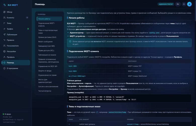 Скриншот: Справка — Встроенное руководство с оглавлением